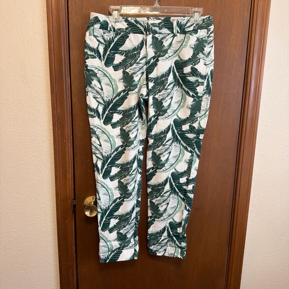 Old Navy Tropical Leaf Print Pants Pixie sz 8